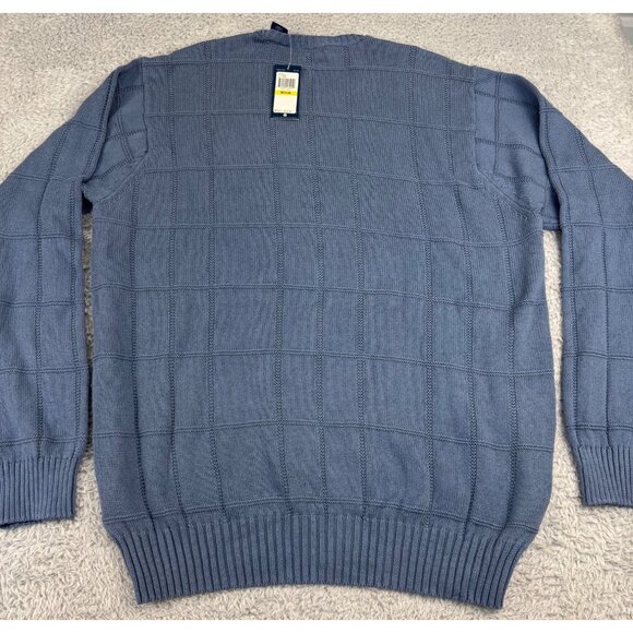 Izod Mens Med Dusty Blue Light Sweater Preppy Casual 90s Cotton NWT - Picture 6 of 12